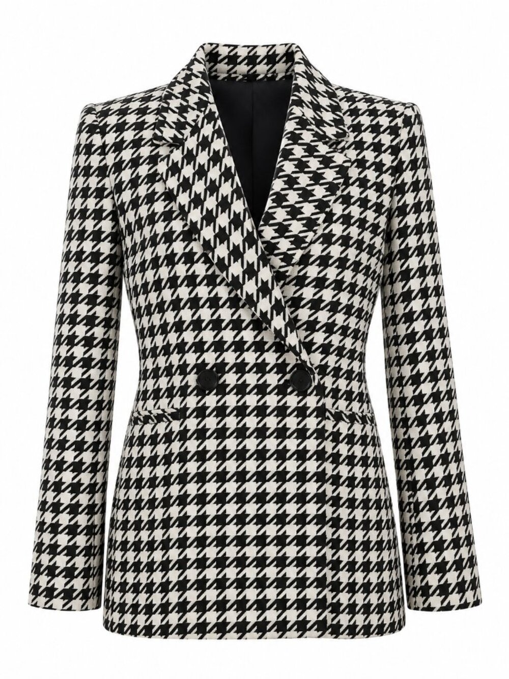 Anine Bing Houndstooth Ivory Double Breasted Blazer Size XS